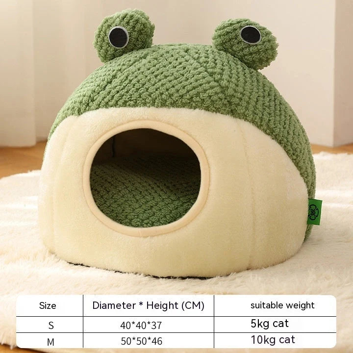 Little Frog Series Warm Plush Mat for small pets under 5KG, featuring a cute cartoon frog design