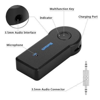 3-in-1 Bluetooth Wireless Audio Adapter with USB Charging, Microphone, and TF Card Reader