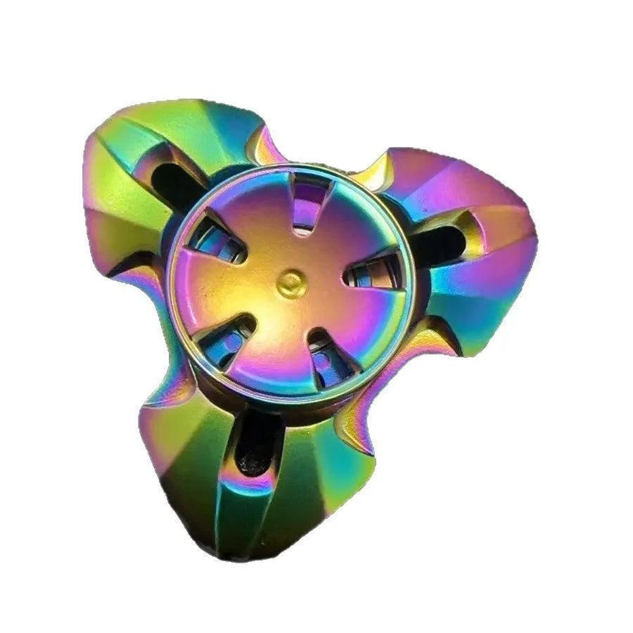 Alloy metal decompression gyro toy spinning on fingertips in gun colour finish