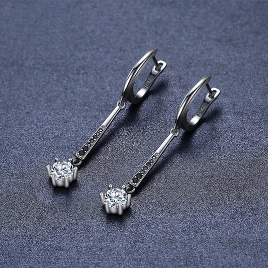 Copper Creative Three-dimensional Long Thin Earrings in Black