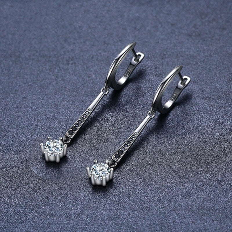 Copper Creative Three-dimensional Long Thin Earrings in Black