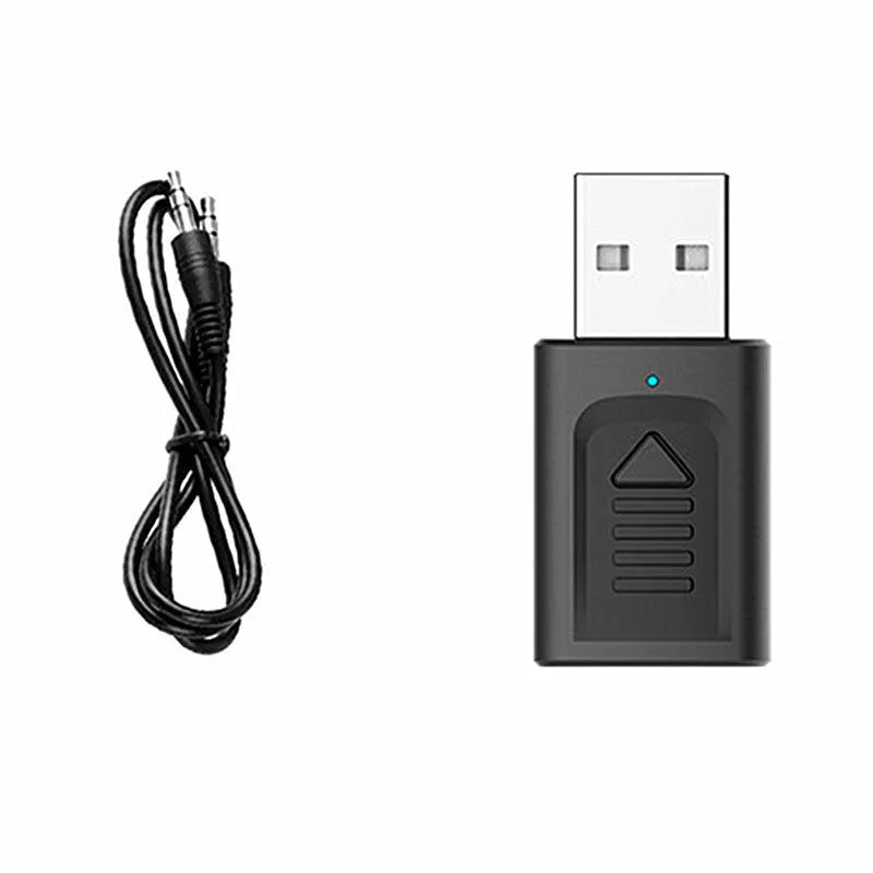 Black M135 four-in-one USB Bluetooth 5.0 audio transmitter receiver with 3.5mm aux cable