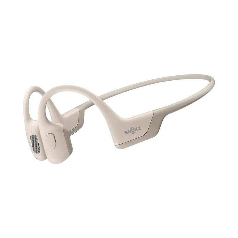 Titanium alloy bone conduction wireless sports earphones in Knight Black colour, shown in neck-hanging style.