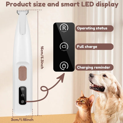 LED Dog Paw Trimmer with waterproof design and stainless steel blade