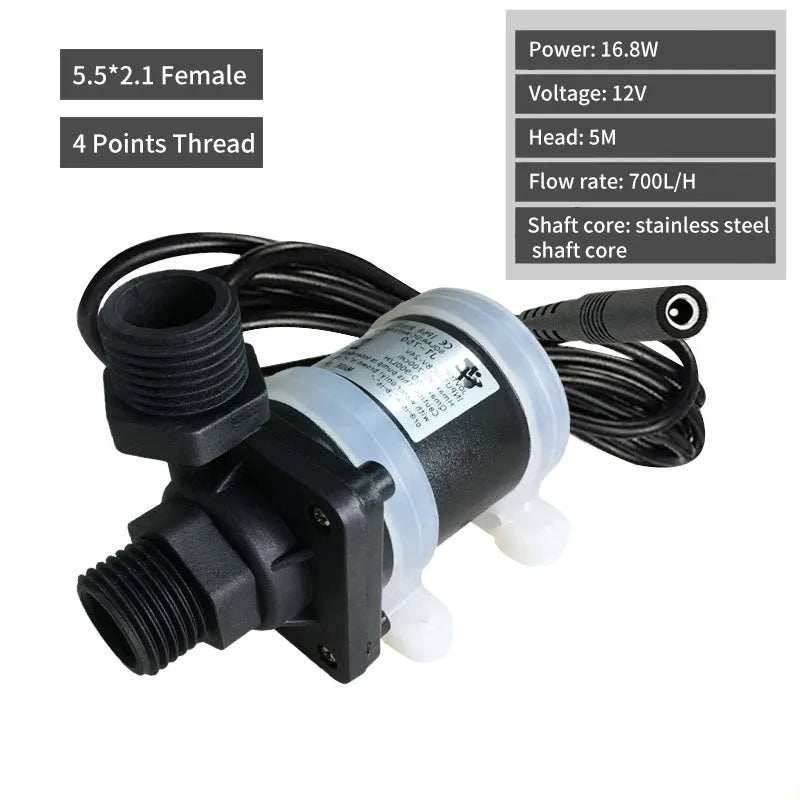 Jiatong JT-750 DC water pump with threaded connectors for solar and underfloor heating systems