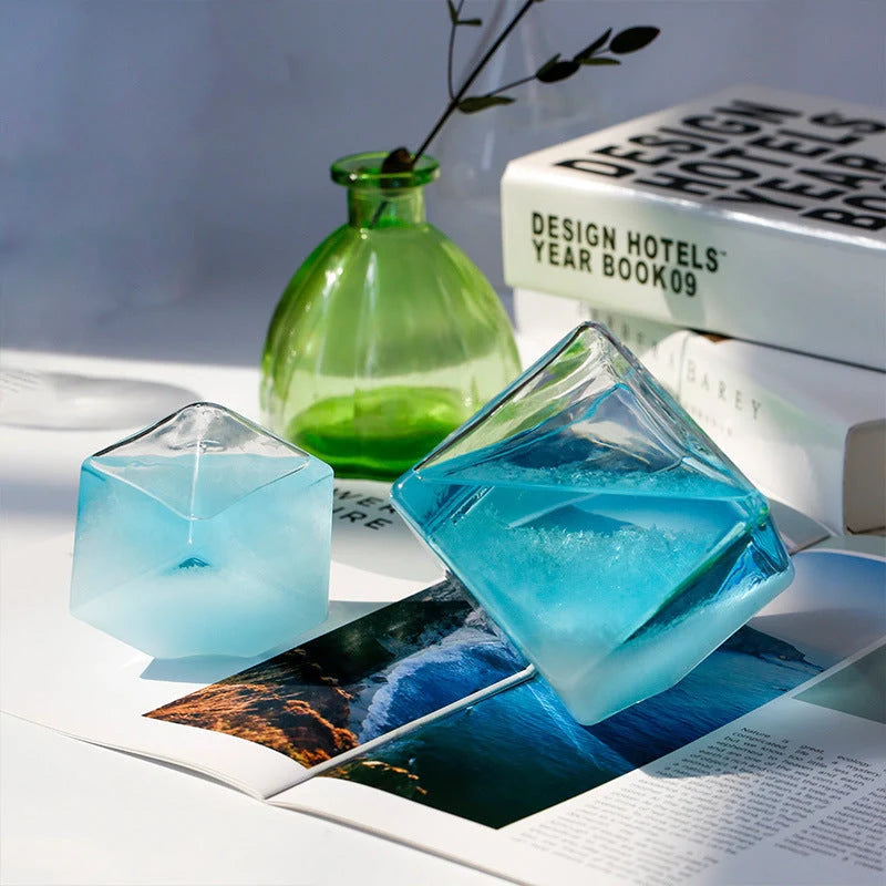 Desktop Droplet Storm Glass Bottle Weather Forecast Predictor with base in white or blue