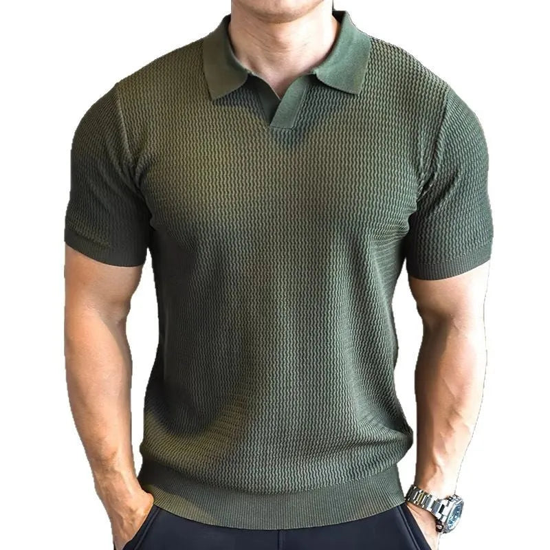 Men's slim fit polo shirt with button henry collar in solid colours.