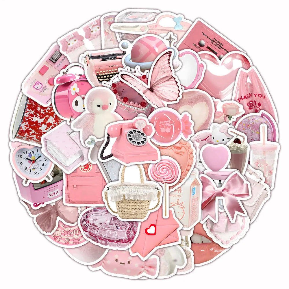 Pink girl heart pattern decorative stickers with realistic 3D effect for craft projects