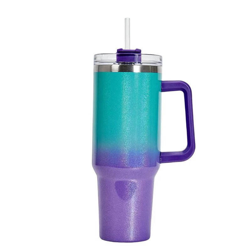 Double-layer stainless steel vacuum insulation cup in various colours, perfect for keeping drinks hot or cold.