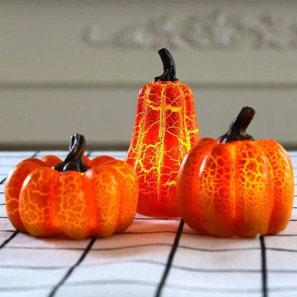 Realistic resin pumpkin lantern with LED lights, perfect for Halloween decor and celebrations