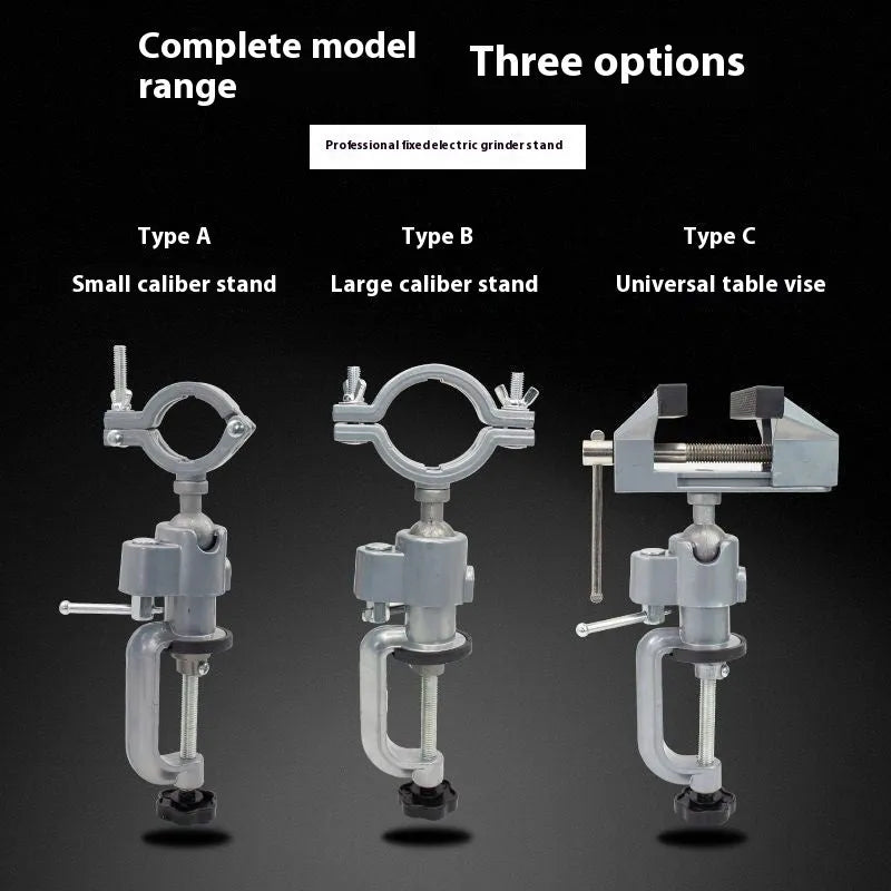 Small flat bracket type clamp-on bench vise with 360-degree rotating head