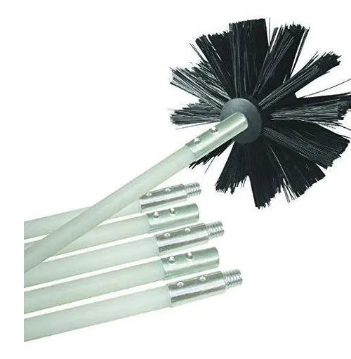 Flexible pole chimney cleaning brush with nylon brush head, extends to 600mm for dryer vent and duct cleaning.