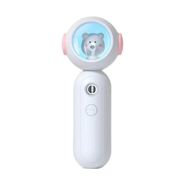 Handheld nano spray steamer in cat pink, cat white, and alien red for skin hydration