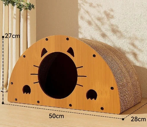 Durable sisal cat scratch board with integrated nest, perfect for protecting furniture and providing comfort for your cat