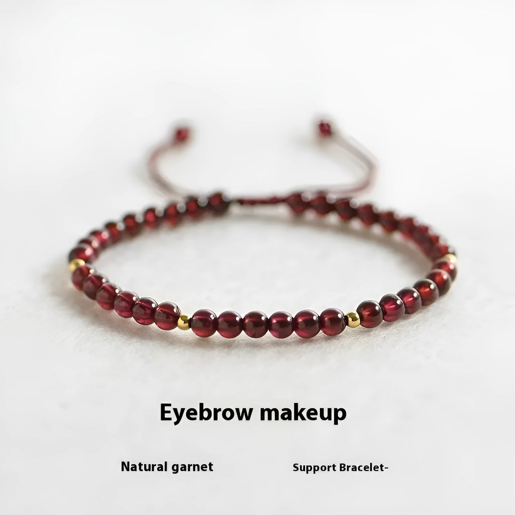 Hand-woven Chinese garnet bracelet with red rope and flexible wire