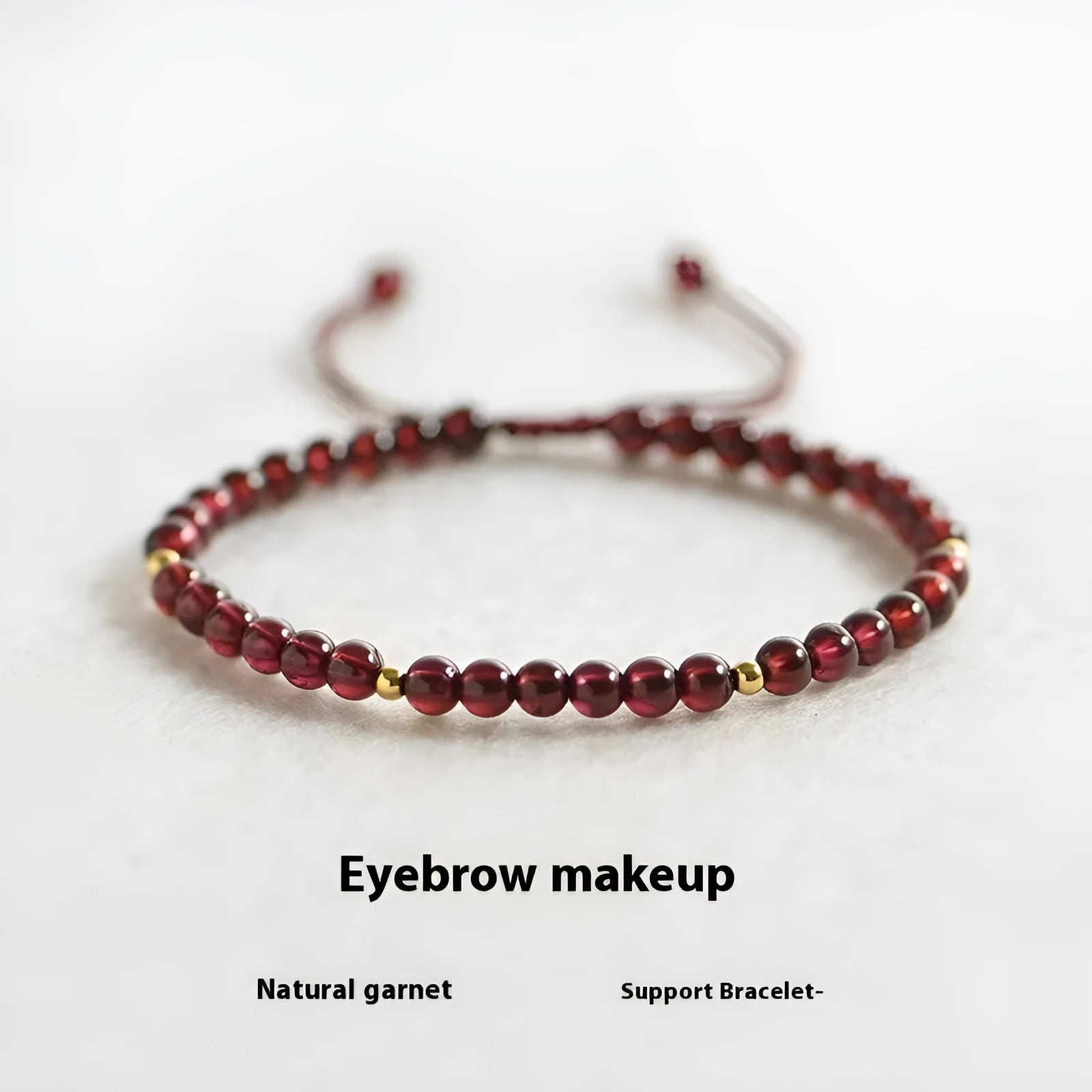 Hand-woven Chinese garnet bracelet with red rope and flexible wire