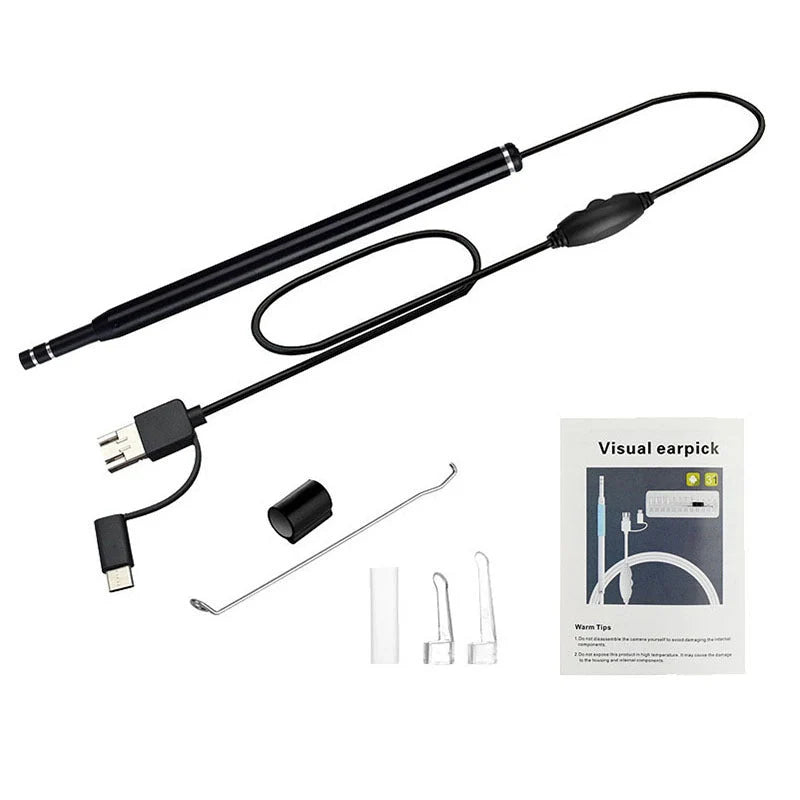 High-definition ear spoon endoscope with adjustable LED lights for clear ear cleaning