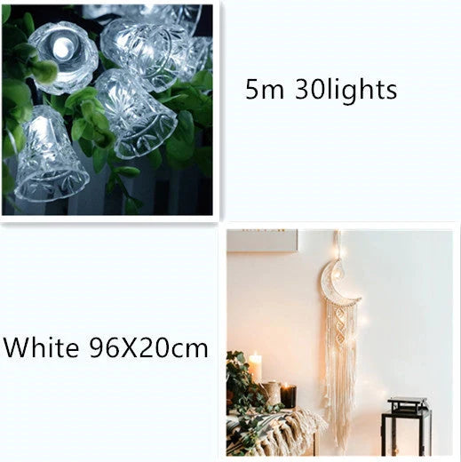 4 meters 20 light bells solar light string with warm white glow for outdoor decoration