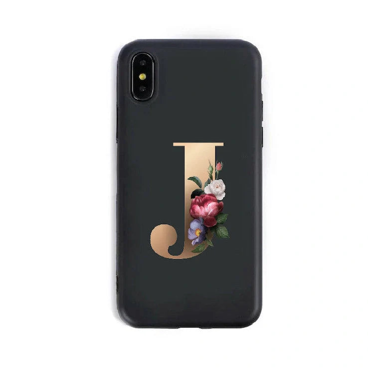 Alphabet silicone phone case showing individual letter design with TPU construction for iPhone protection