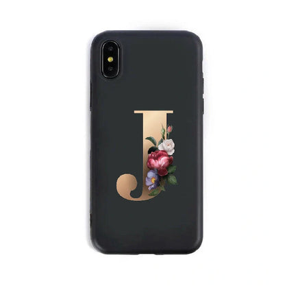Alphabet silicone phone case showing individual letter design with TPU construction for iPhone protection