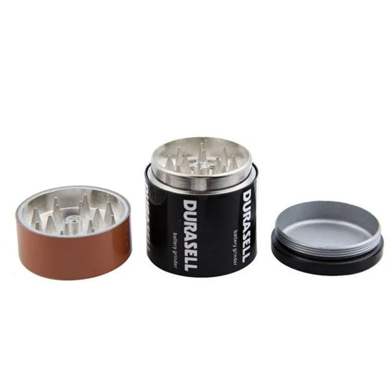 Black zinc alloy 55mm three-layer battery-shaped smoke grinder with keychain and USB flash drive