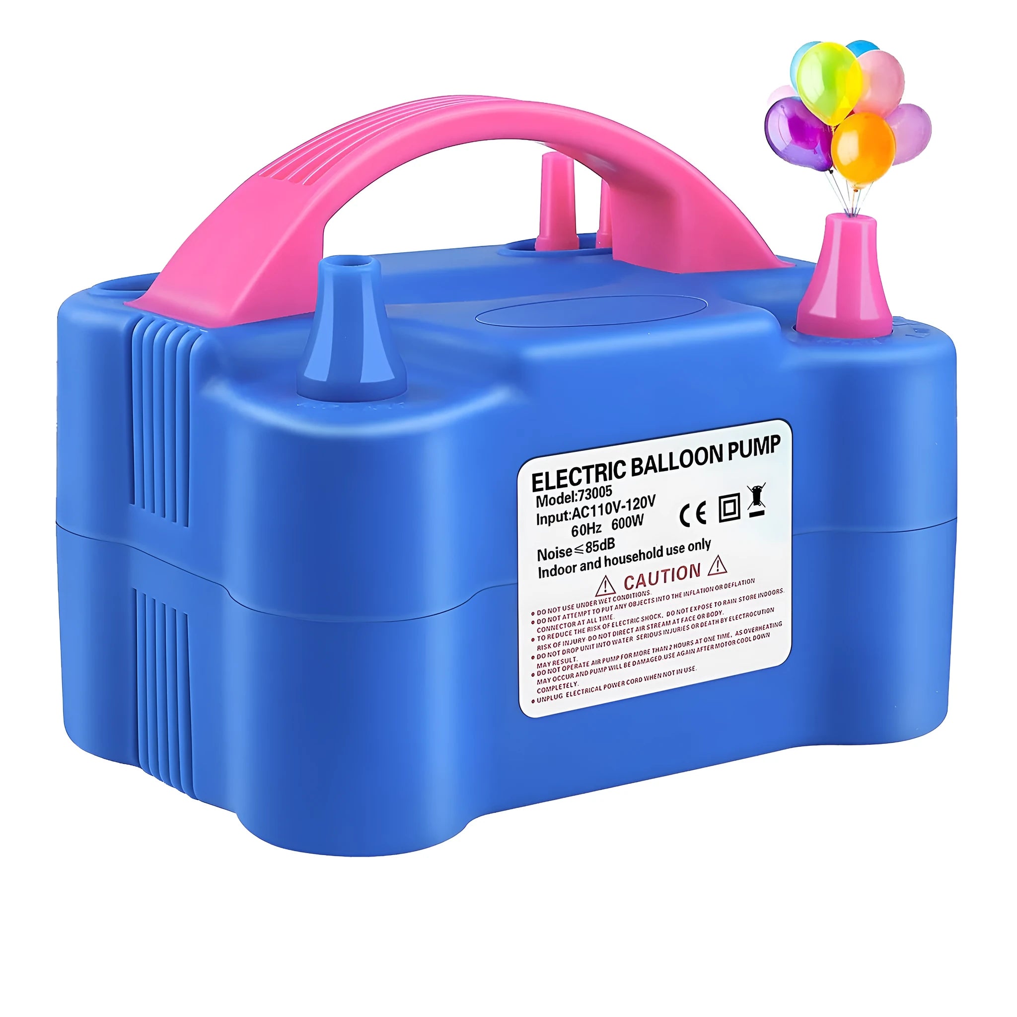 Blue plastic double-hole electric balloon inflator with US plug for party decorations