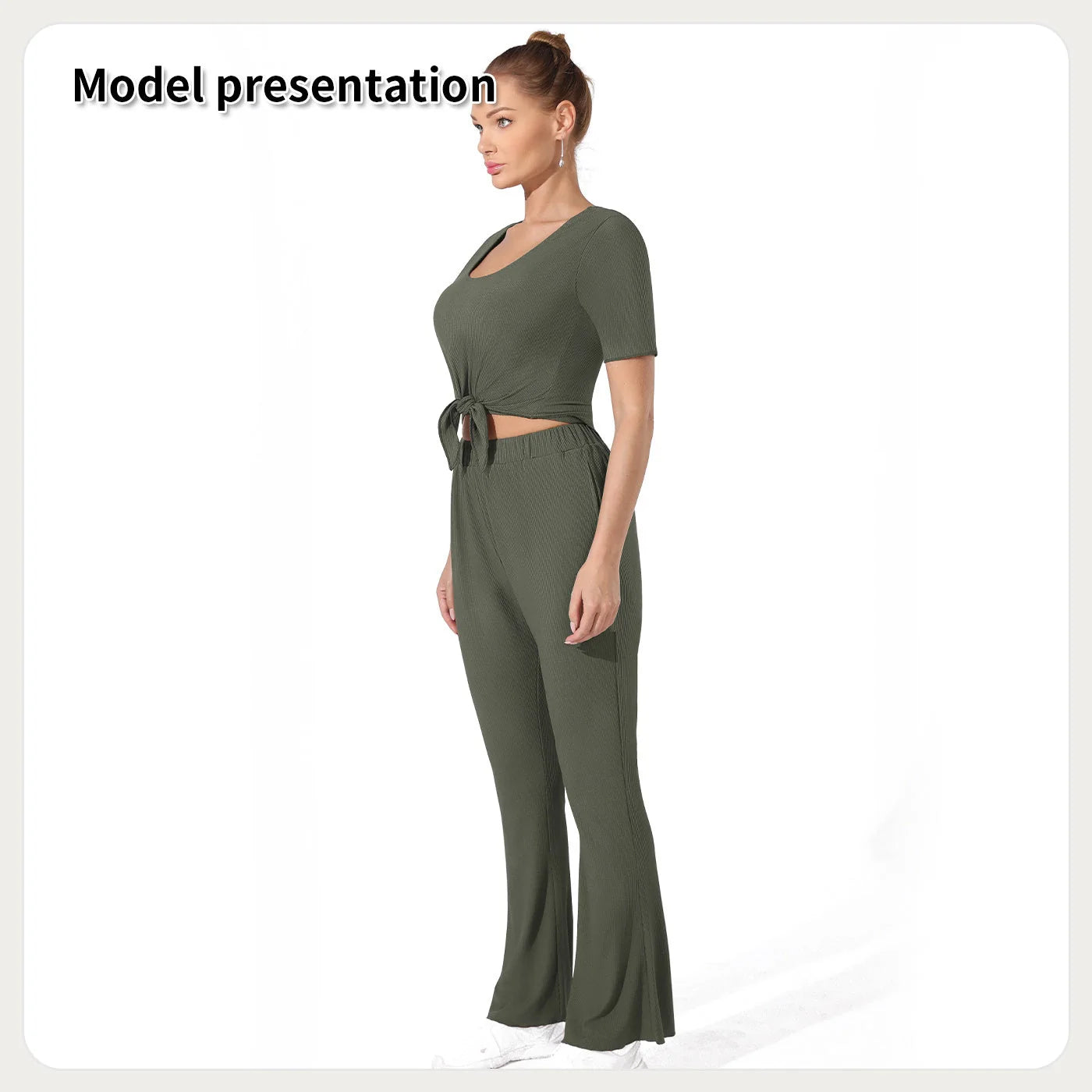 Dark green and coffee colour top and pants set, sizes S to 3XL