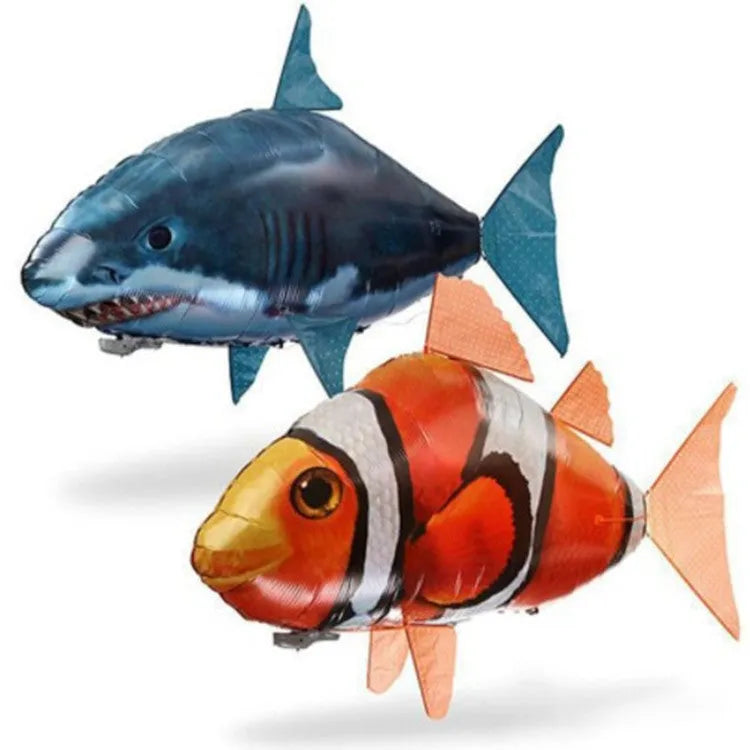 Remote control flying fish inflatable balloon in clownfish style, 152x100x60cm, helium-filled plastic