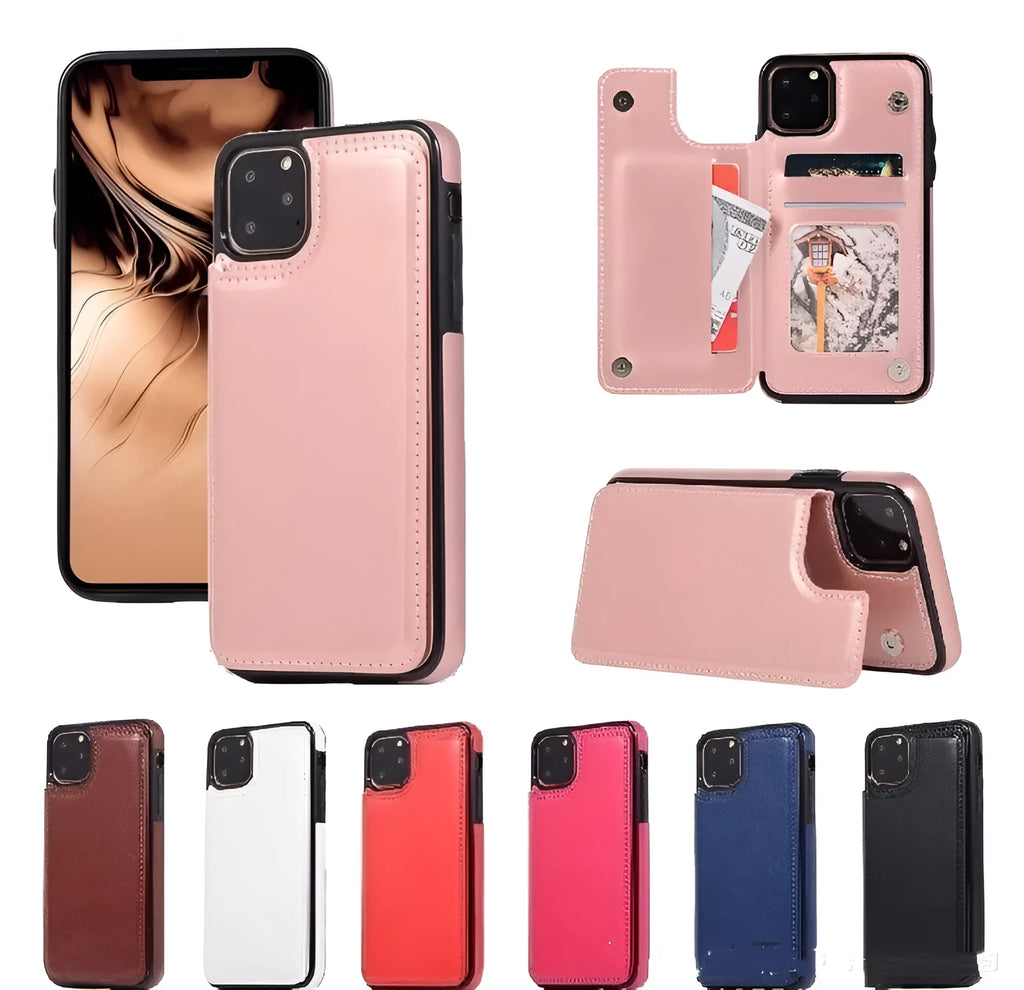 Crazy horse pattern double buckle bracket holster phone case for iPhone 13 Pro Max in brown colour