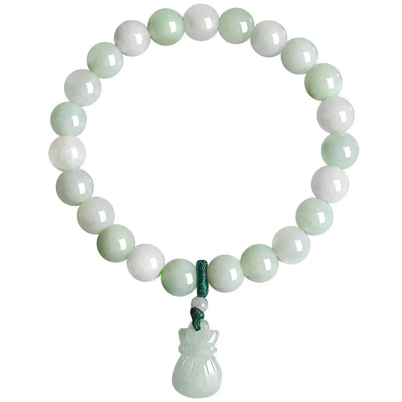 8mm flower jade purse bracelet with national style design for men and women