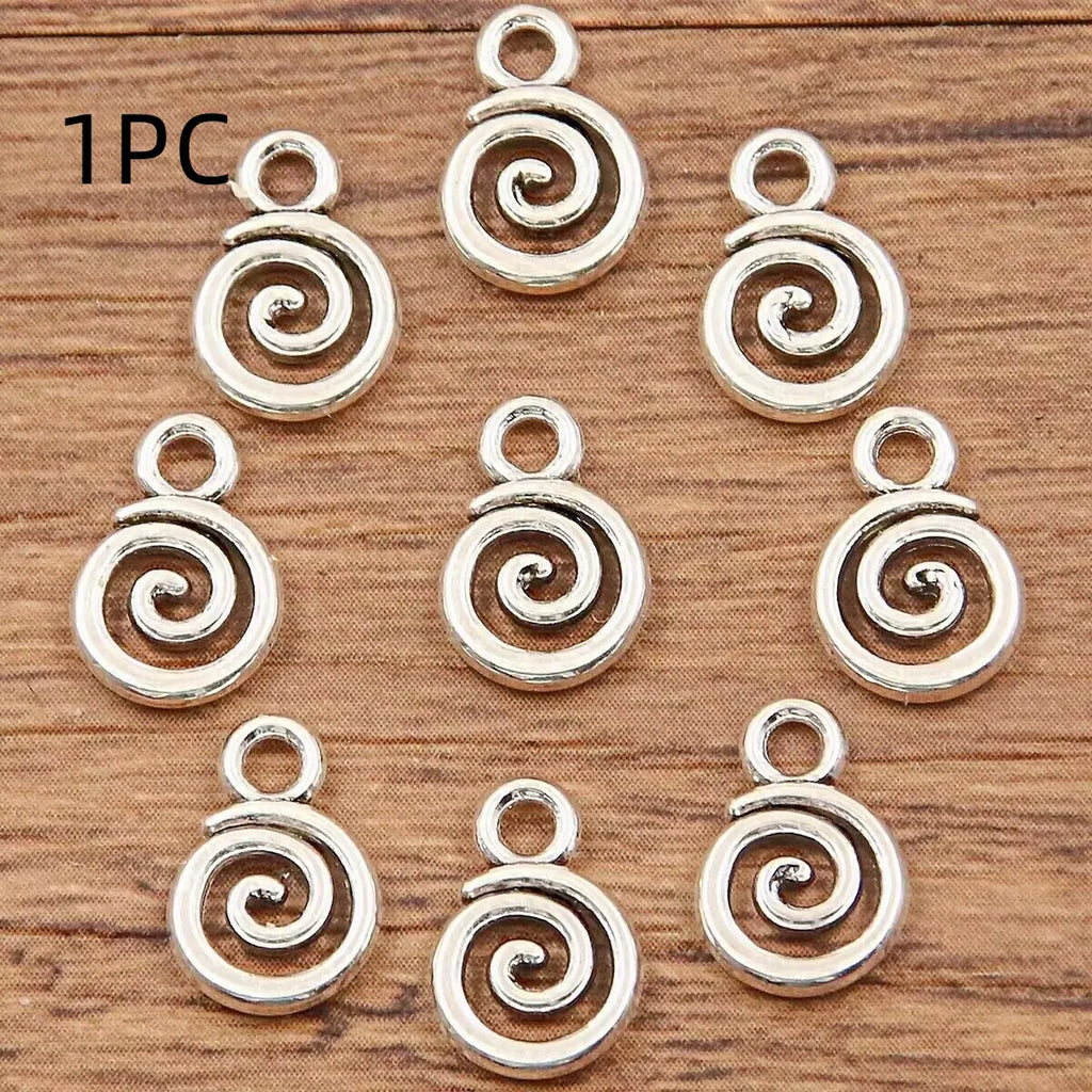 Double-sided hollow circle pendant in alloy with electroplated finish, simple round style, 7x11mm size on white background