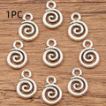 Double-sided hollow circle pendant in alloy with electroplated finish, simple round style, 7x11mm size on white background