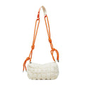 Women's soft nylon messenger bag in clouds pillow shape with rhombus pattern and crossbody strap