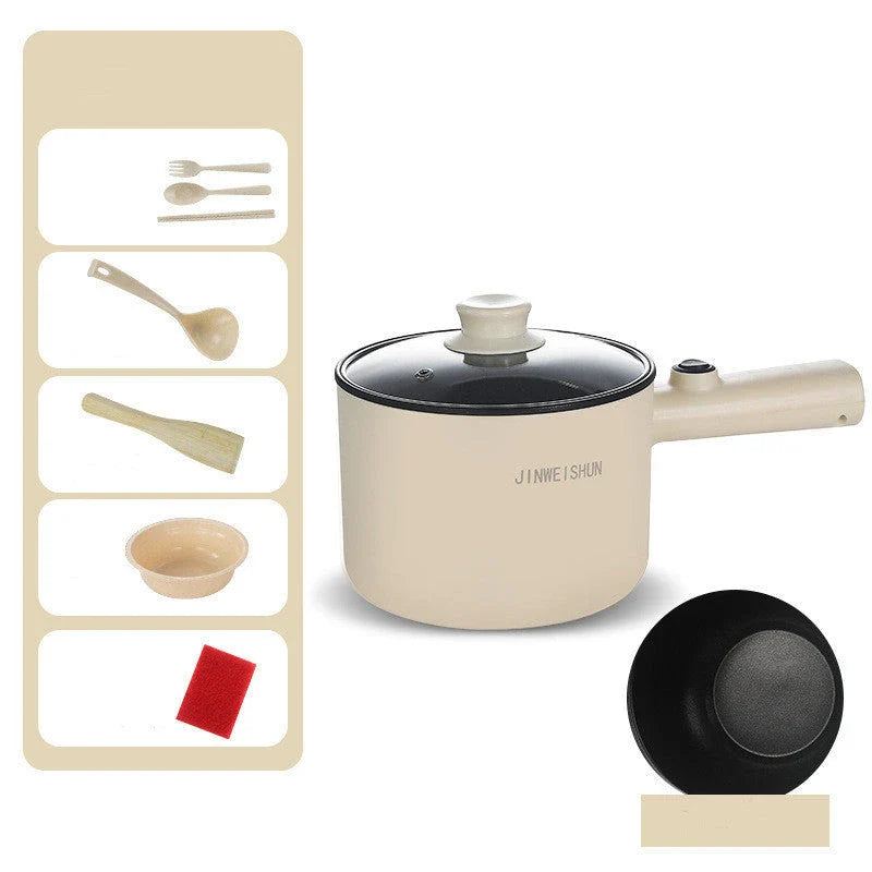 Compact electric hot pot with stainless steel construction, nonstick interior, and versatile cooking functions