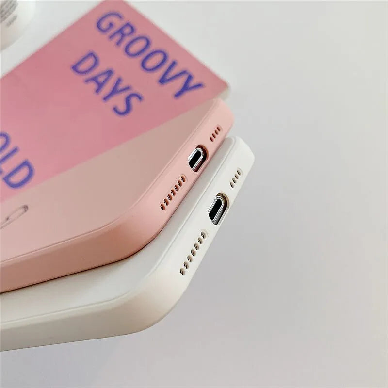 Silicone TPU back cover case for Apple iPhone, shown in solid colour options.
