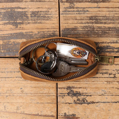 Men's genuine leather multi-functional clutch coin purse with chain in brown yellow, dark brown, and black