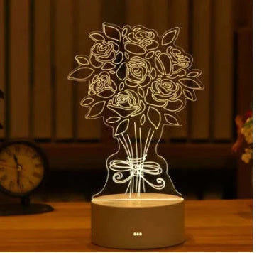 3D Acrylic LED Night Light with various designs for room decor