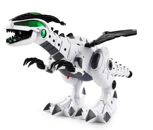 Walking dragon toy with fire breathing and water spray features in vibrant colours