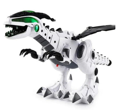 Walking dragon toy with fire breathing and water spray features in vibrant colours
