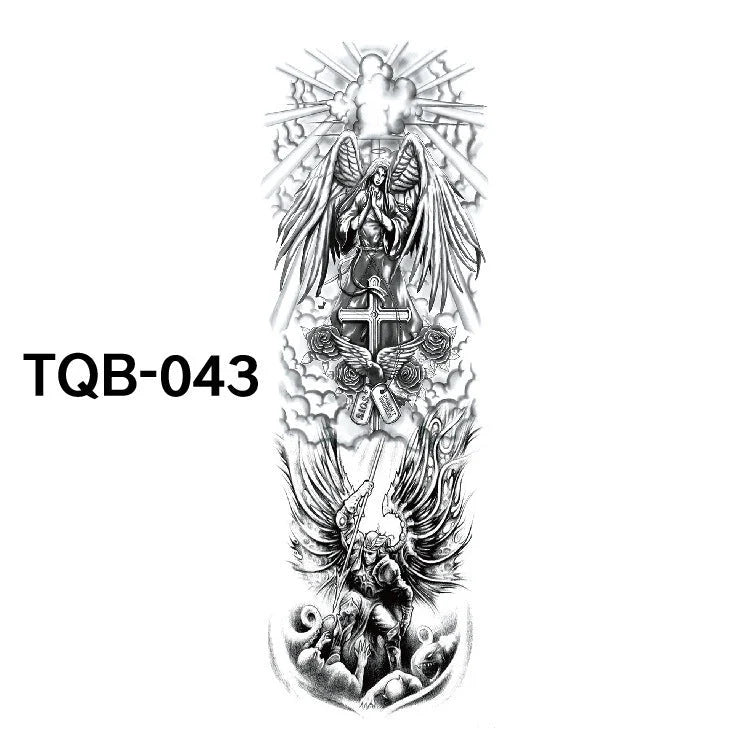 Waterproof full arm tattoo sticker with vibrant designs for temporary body art