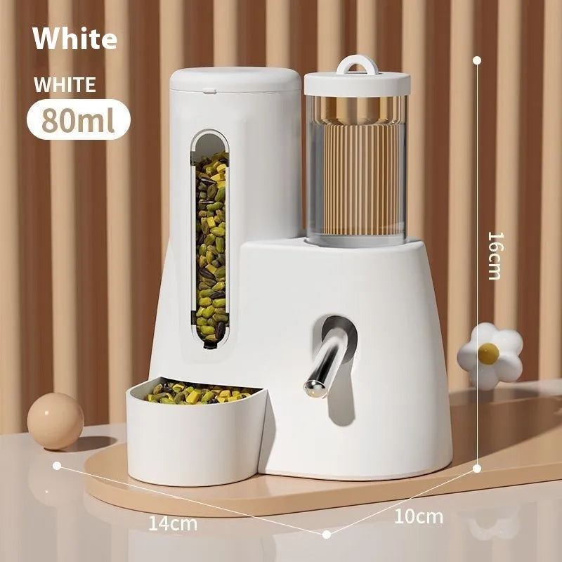 Hamster automatic drinking water feeder and food basin set in blue, pink or white colours