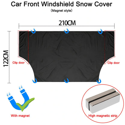 Car front snow cover with magnetic strips on silver Oxford cloth for winter protection