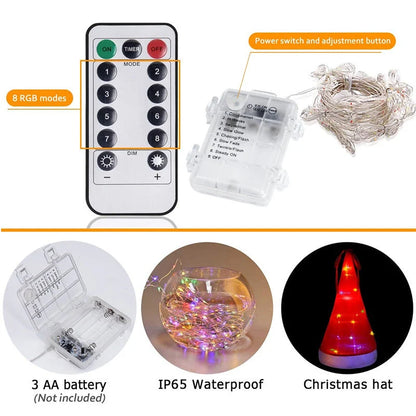 Christmas Decoration Hat Set with LED Lights and Bells for festive holiday decor