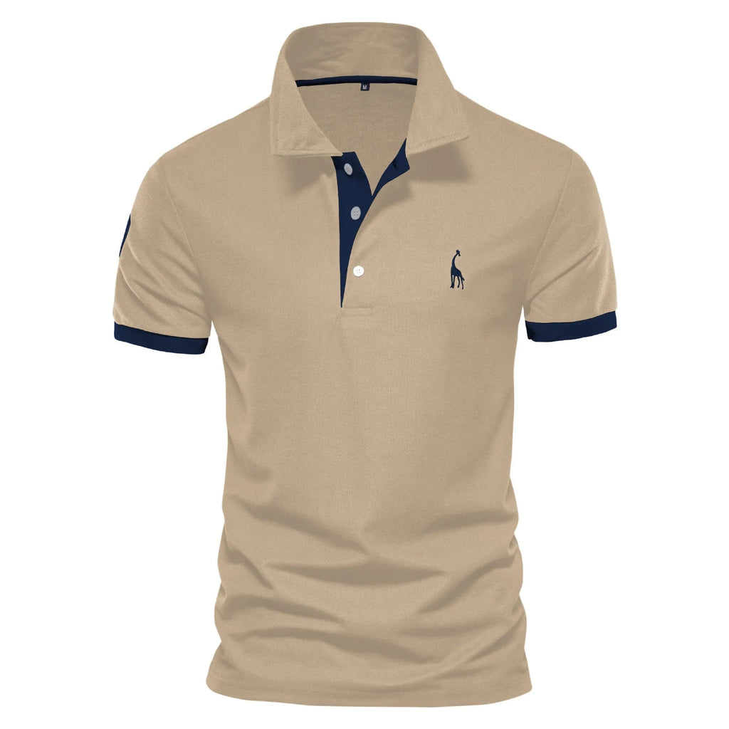 Men's slim fit cotton blend T-shirt with embroidery on the chest, shown in a selection of available colours.