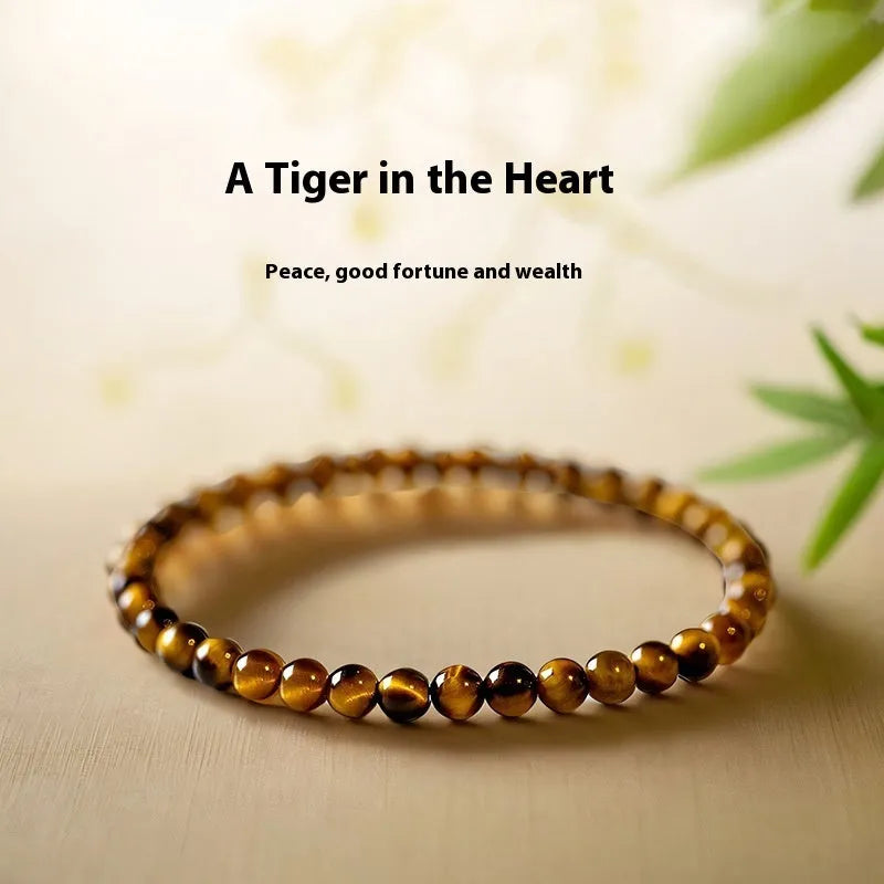Handmade tigereye gemstone bracelet with geometric design in New Chinese style