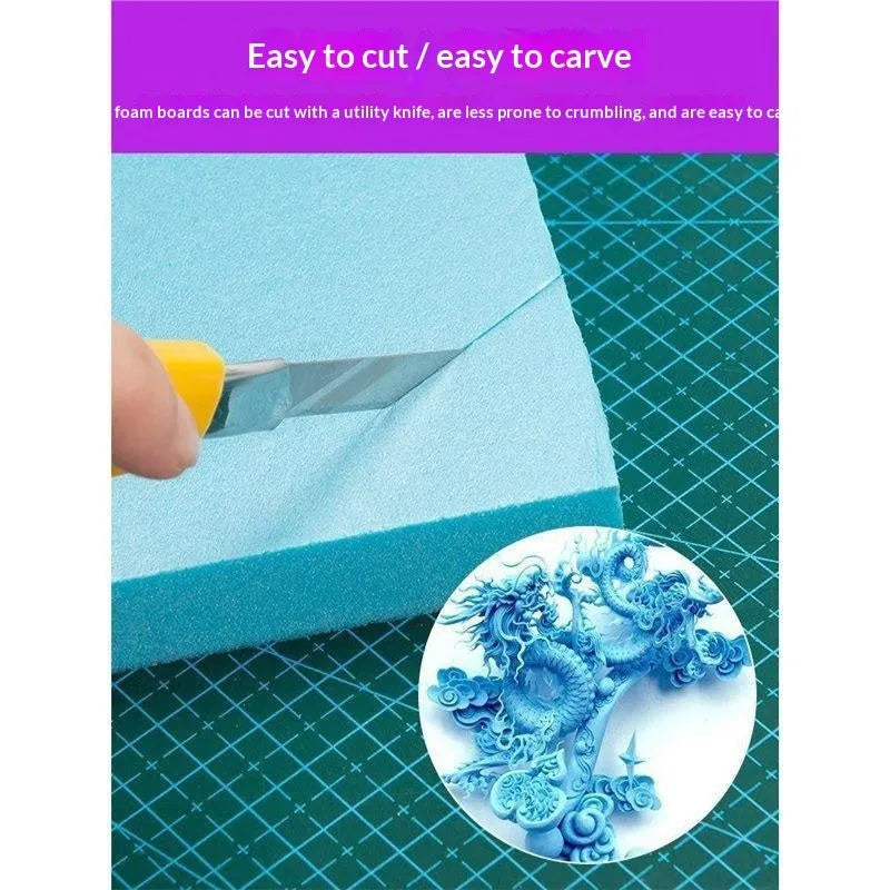 Ten blue high-density foam boards in five sizes for carving and architectural model making