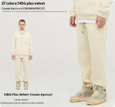 Men's cotton velvet sweatpants with ankle banded design in solid colours