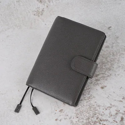 A6 leather notebook with Lychee pattern cowhide cover in off white, pink, or white colour options