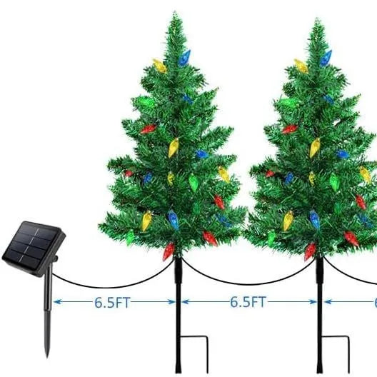 Solar Christmas tree LED decorative light with stainless steel frame and IP66 rating for outdoor garden use