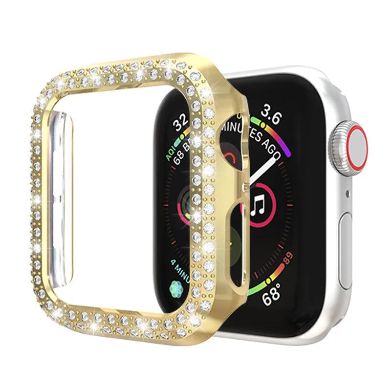 PC protective case for Apple Watch in various colours shown next to a watch.